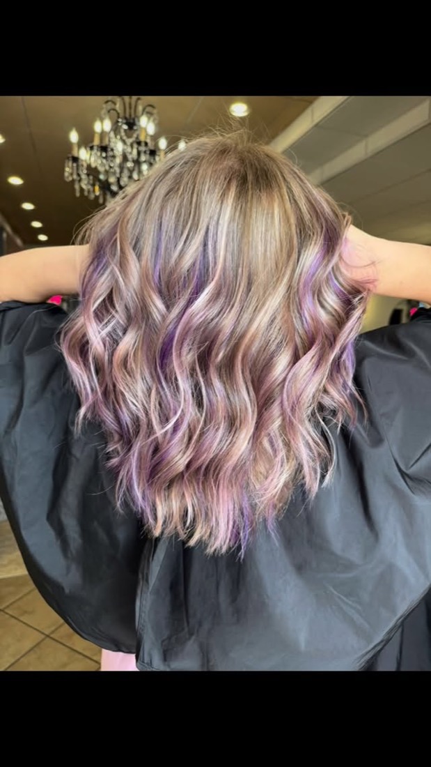 Lavender and blonde balayage waves